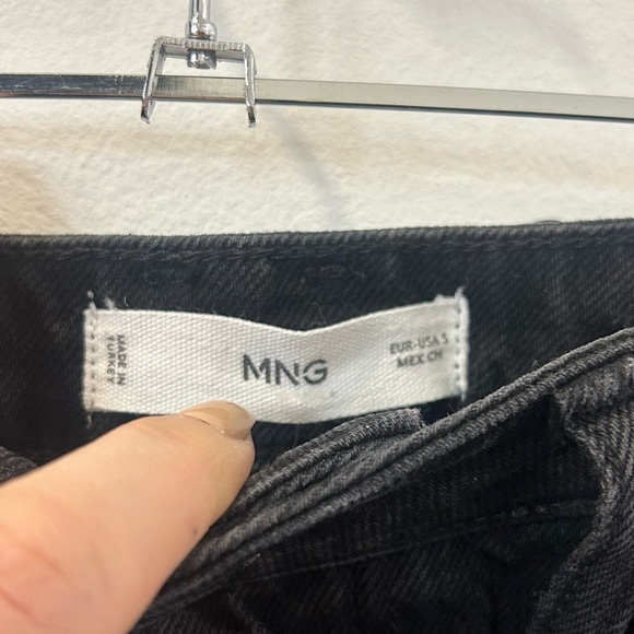 MNG Mango Black Denim Skirt with front slit size S - Picture 2 of 2